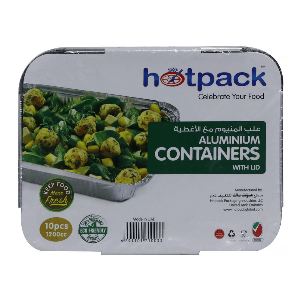 Hotpack Aluminium Containers with LID 1200cc 10pcs - Shop Your Daily Fresh Products - Free Delivery 