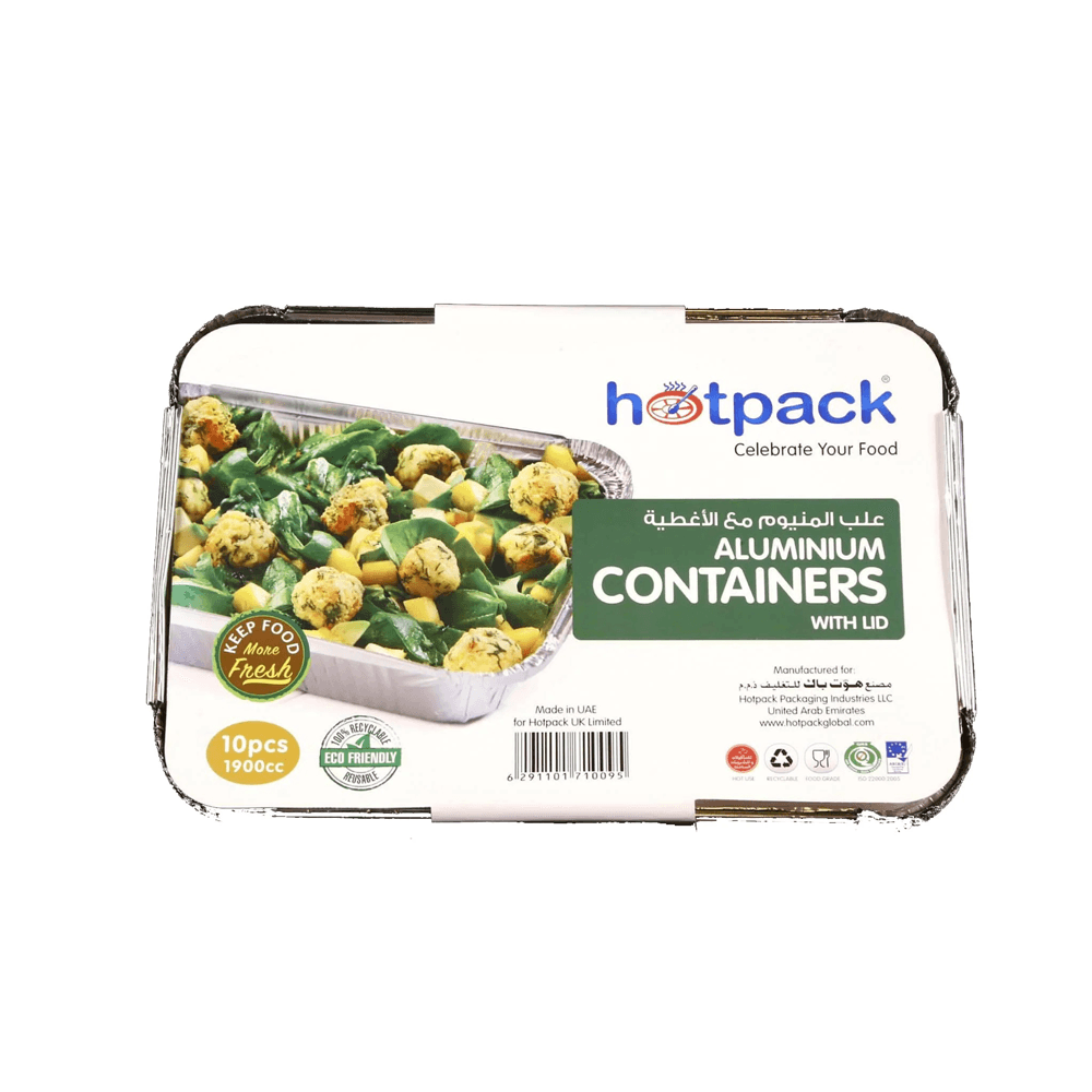 Hotpack Aluminium Containers with LID 1900cc 10pcs - Shop Your Daily Fresh Products - Free Delivery 