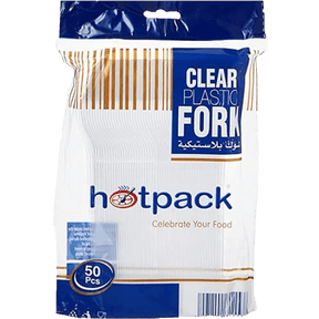 Hotpack Disposable Cutlery Plastic Clear Heavy Duty Fork 50 Pieces - Palmyra Orders