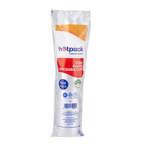 Hotpack Disposable Plastic Cups 6 Oz, 50pcs - Palmyra Orders