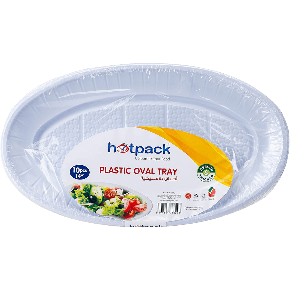 Hotpack Plastic Oval Tray 14 inch 10 Pcs - Shop Your Daily Fresh Products - Free Delivery 