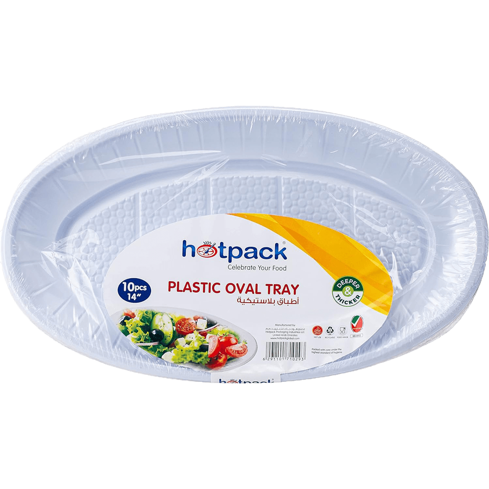 Hotpack Plastic Oval Tray 14 inch 10 Pcs - Shop Your Daily Fresh Products - Free Delivery 