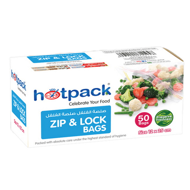 Hotpack Zipper Lock Bag Set, 12 x 25cm, 50 Pieces - Palmyra Orders