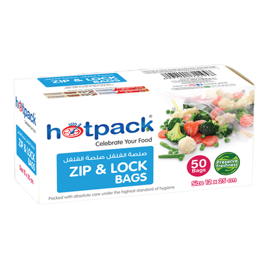 Hotpack Zipper Lock Bag Set, 12 x 25cm, 50 Pieces - Shop Your Daily Fresh Products - Free Delivery 
