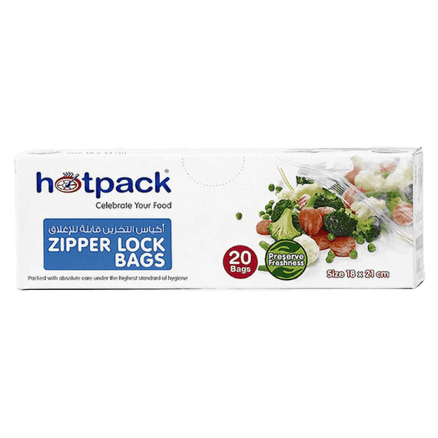 Hotpack Zipper Lock Bag Set, 18 x 21cm, 20 Pieces - Palmyra Orders