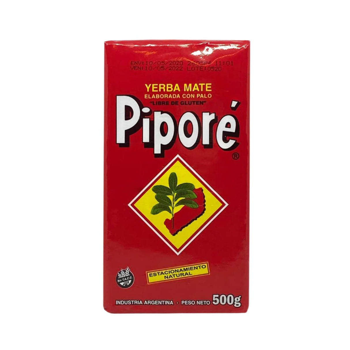 "Piporé Mate Tea Tradicional 500g pack from Argentina, showcasing its rich, intense aroma and health benefits like boosting energy and focus. Aged for 12-24 months for superior flavor."