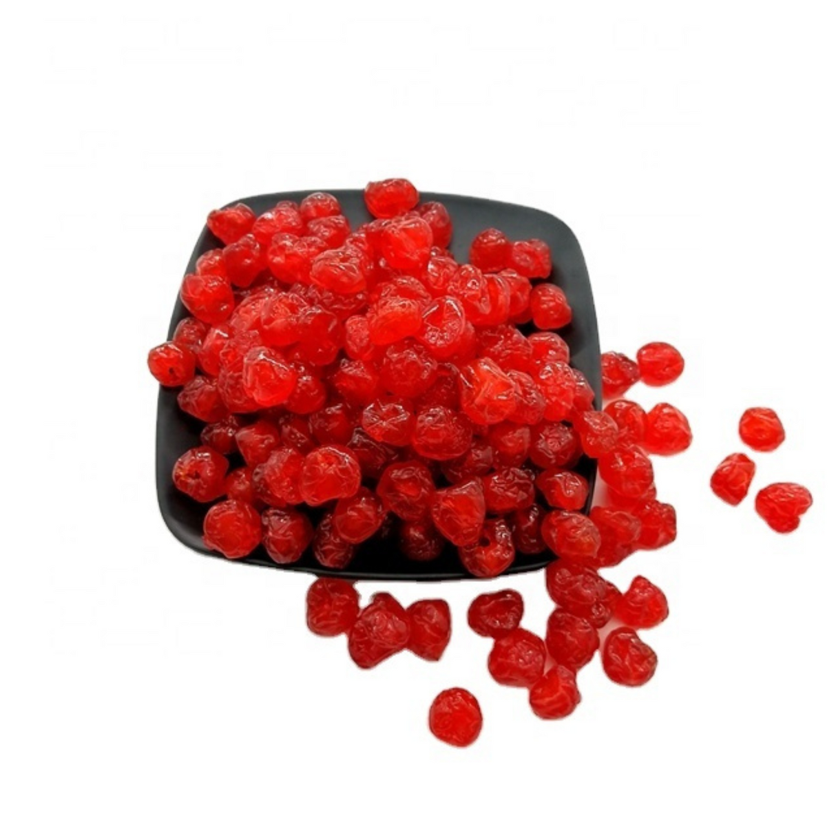"A bowl Kong Dried Cherries China - 200g, showing their glossy surface and rich, deep red hue."