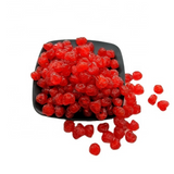 "A bowl Kong Dried Cherries China - 200g, showing their glossy surface and rich, deep red hue."