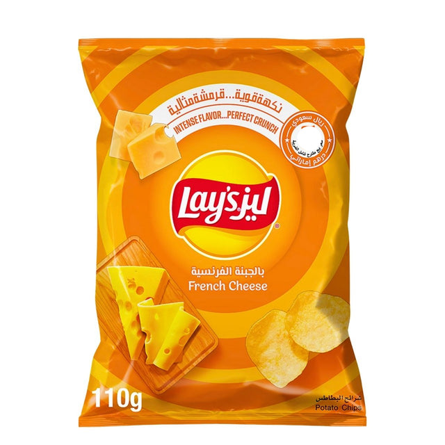 Lay's French Cheese potato chip bag on a white background