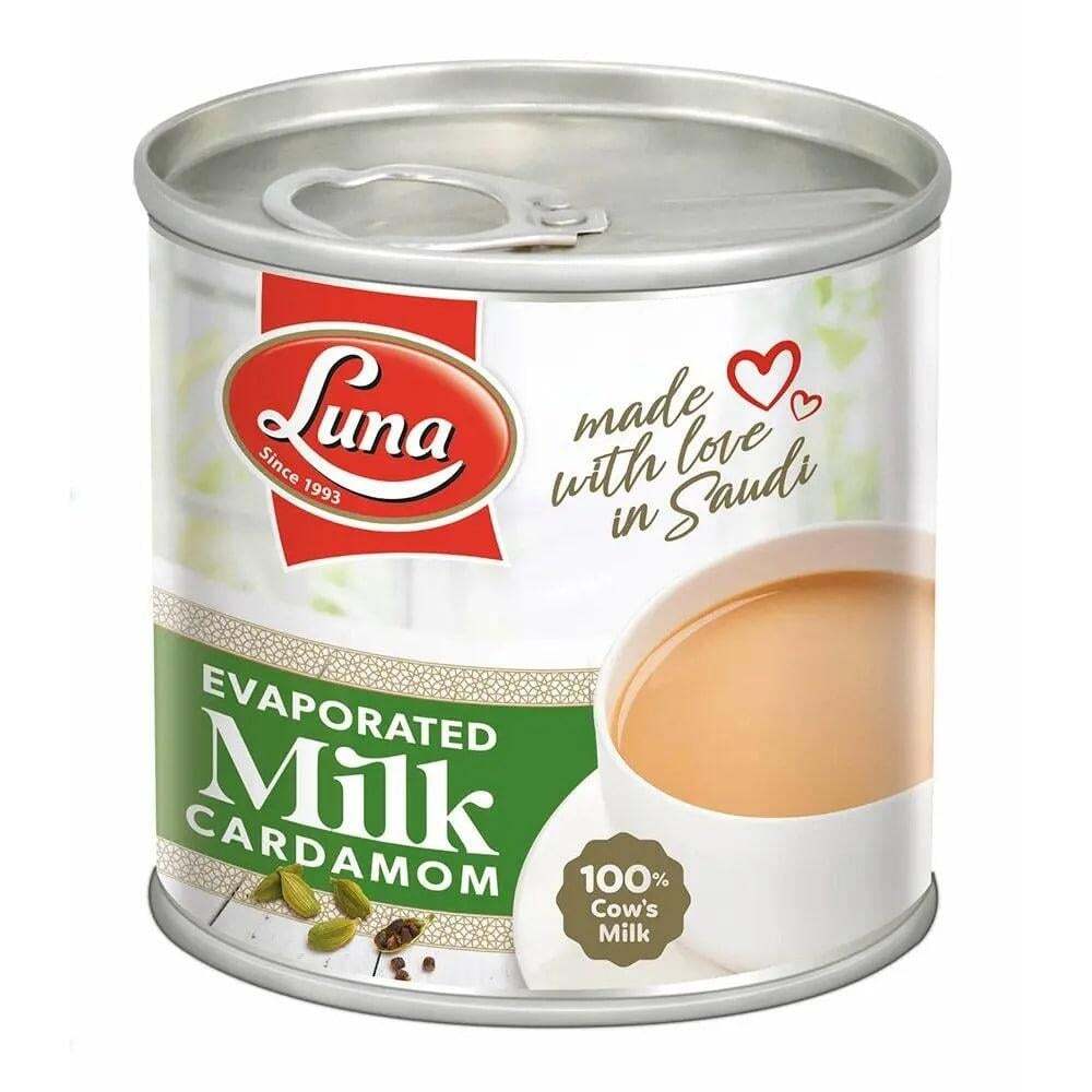  Luna Evaporated Milk with Cardamom - 170g – Creamy milk blended with aromatic cardamom flavor, perfect for cooking and beverages.