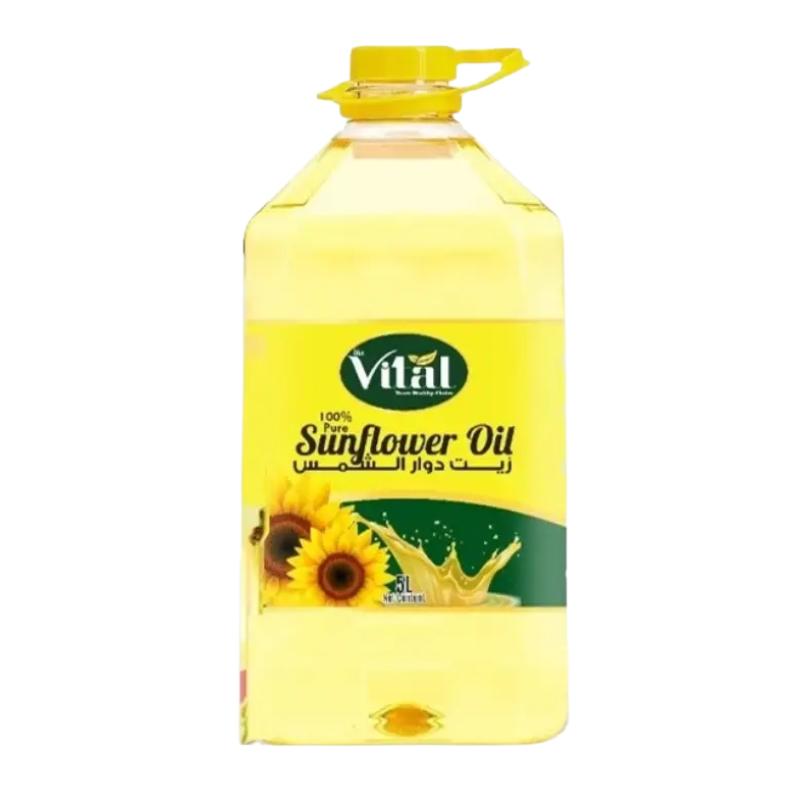 Vital sunflower oil bottle light, Healthy and best For Cooking, Frying, Salad, Now Available Online At Palmyraorders.com Syrian Supermarket in UAE, Dubai.
