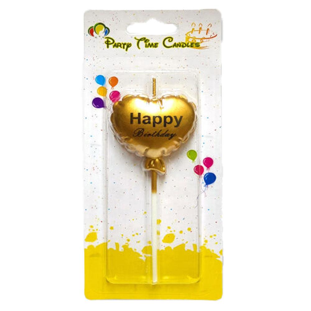Party Time Candles Heart Candle Cake Topper Gold - Shop Your Daily Fresh Products - Free Delivery 
