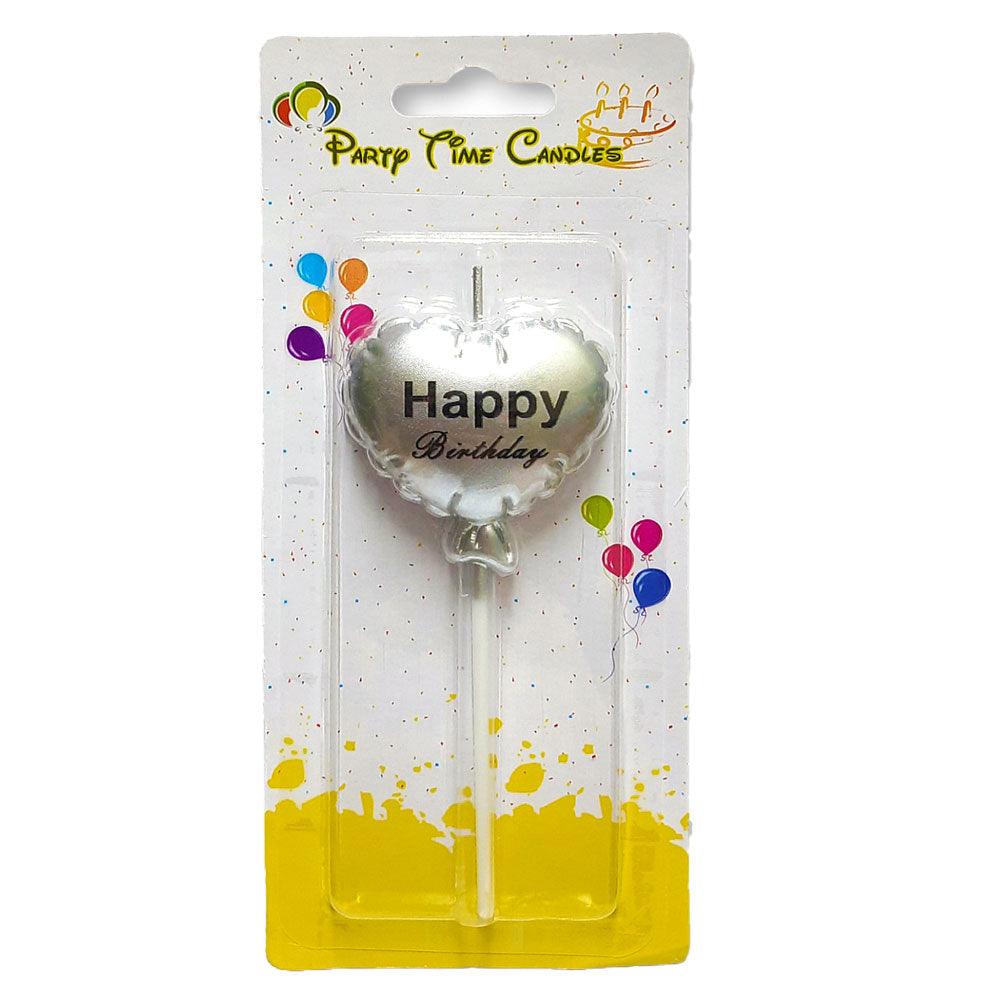 Party Time Candles Heart Candle Cake Topper Silver - Shop Your Daily Fresh Products - Free Delivery 