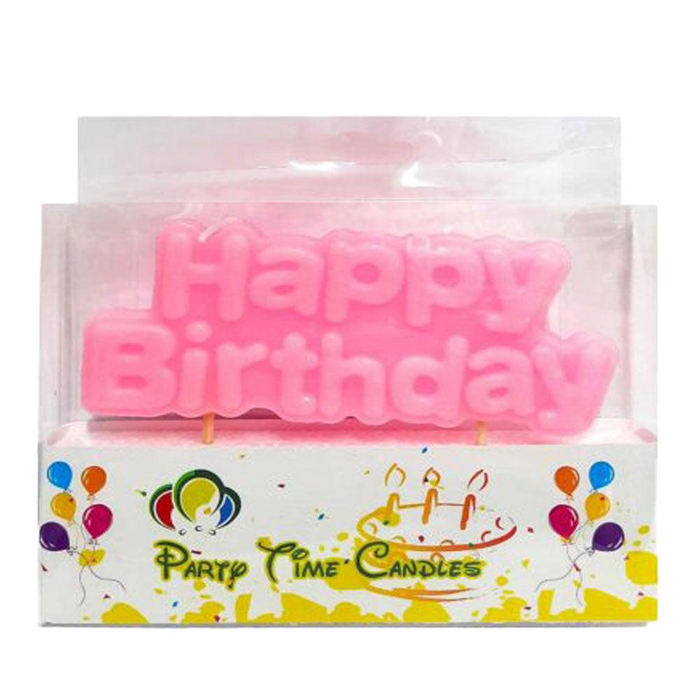Plain Happy Birthday Candle Cake Topper Pink - Shop Your Daily Fresh Products - Free Delivery 