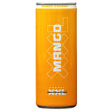 Orange energy drink can with 'Mango Energy' branding on a white background