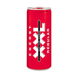 Red XxL Energy Drink Regular, 250ml can with white and black text on a white background