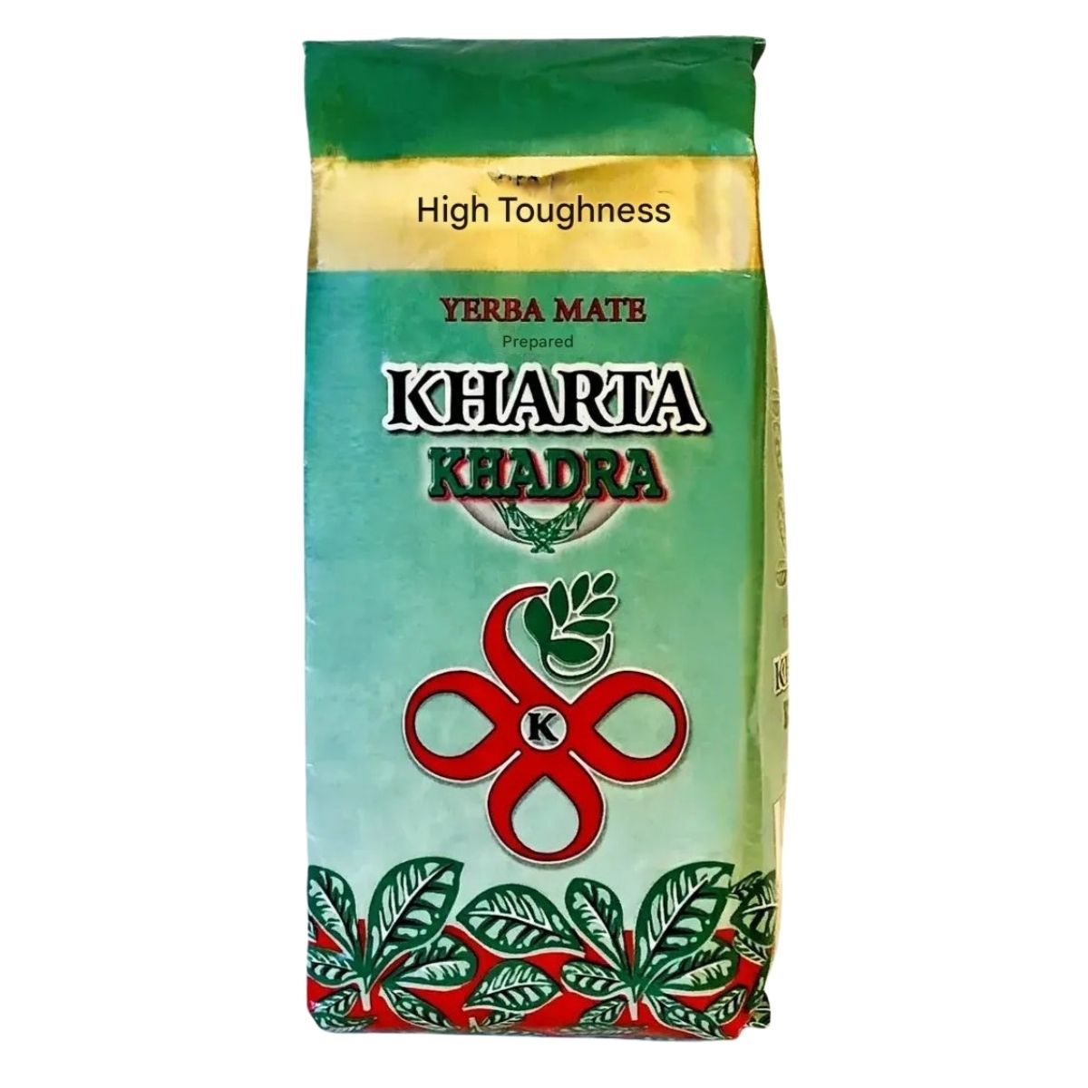 Kharta Khadra Yerba Mate package with green and red design on a white background